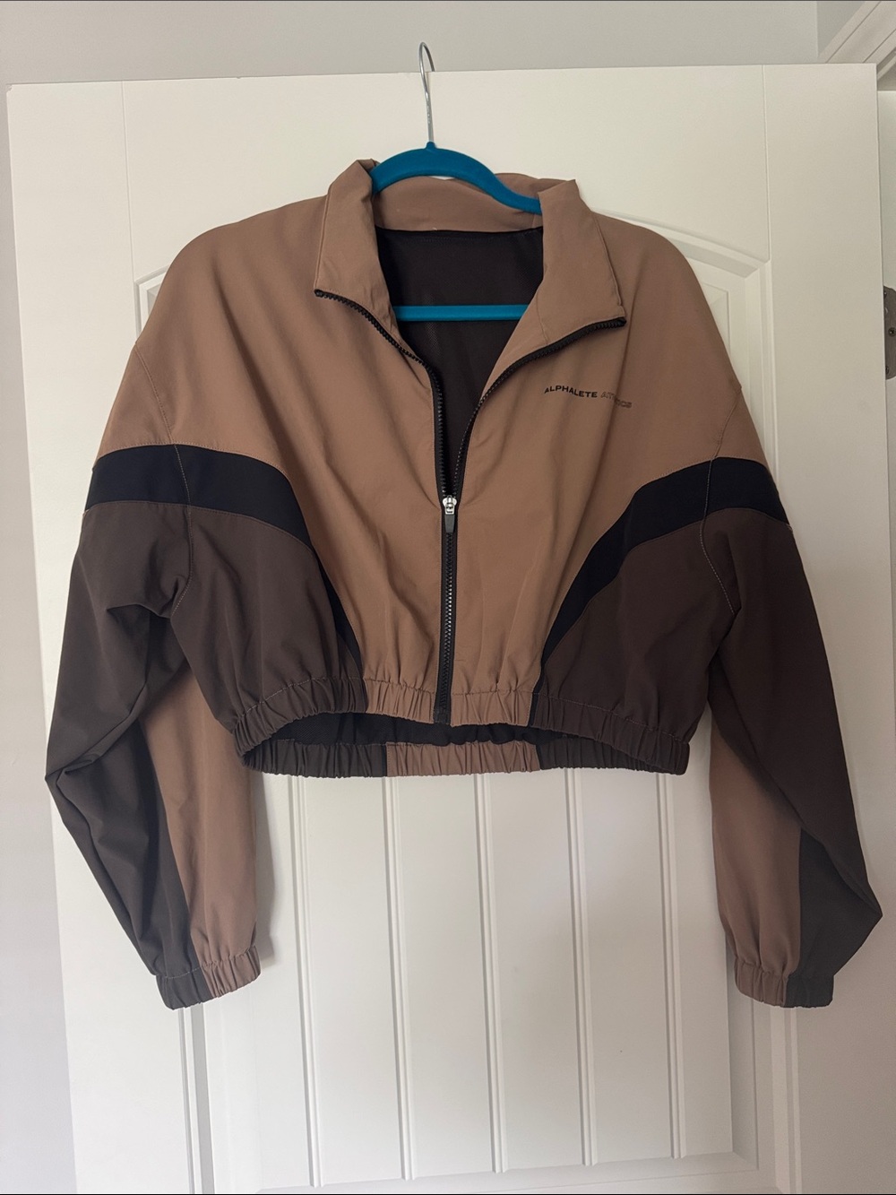 Alphalete Brown Cropped Jacket with Black Accents